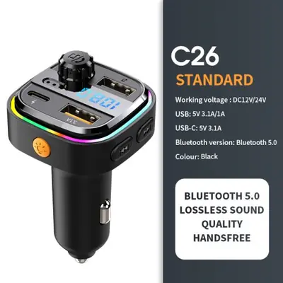 Image de Transmetteur FM Bluetooth 5.0 pour Voiture - Charge USB Rapide & Mains Libres