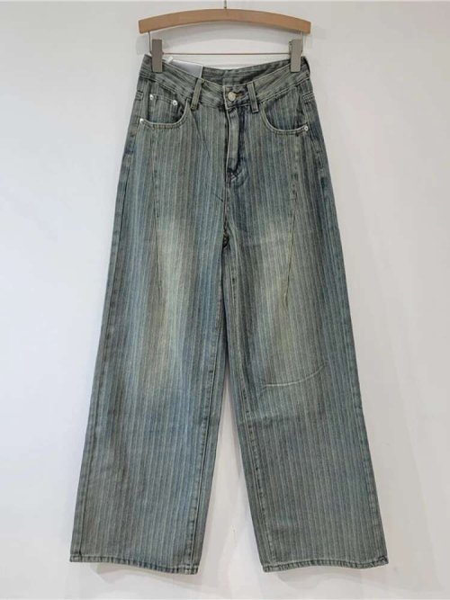 Immagine di DEAT Jeans da donna a vita alta lavati a righe larghi dritti gamba larga pantaloni in denim casual vintage 2026 estate nuova moda 29L8450