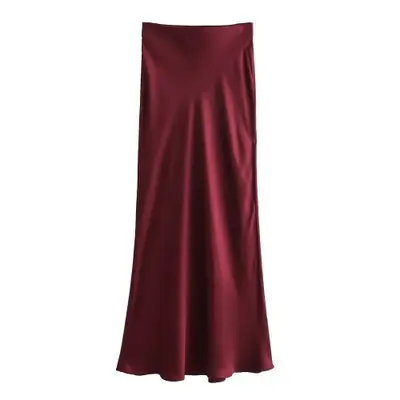 Image de Jupe Longue Satin Élégante Taille Haute