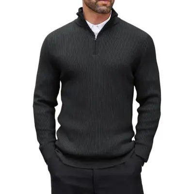 Image de Pull Homme Col Montant à Fermeture Éclair - Hiver & Automne