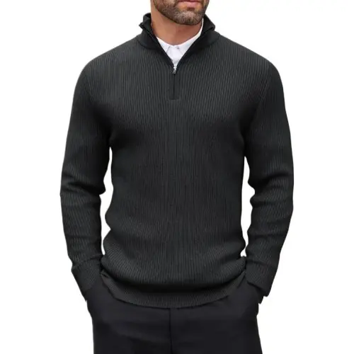 Image de Pull Homme Col Montant à Fermeture Éclair - Hiver & Automne
