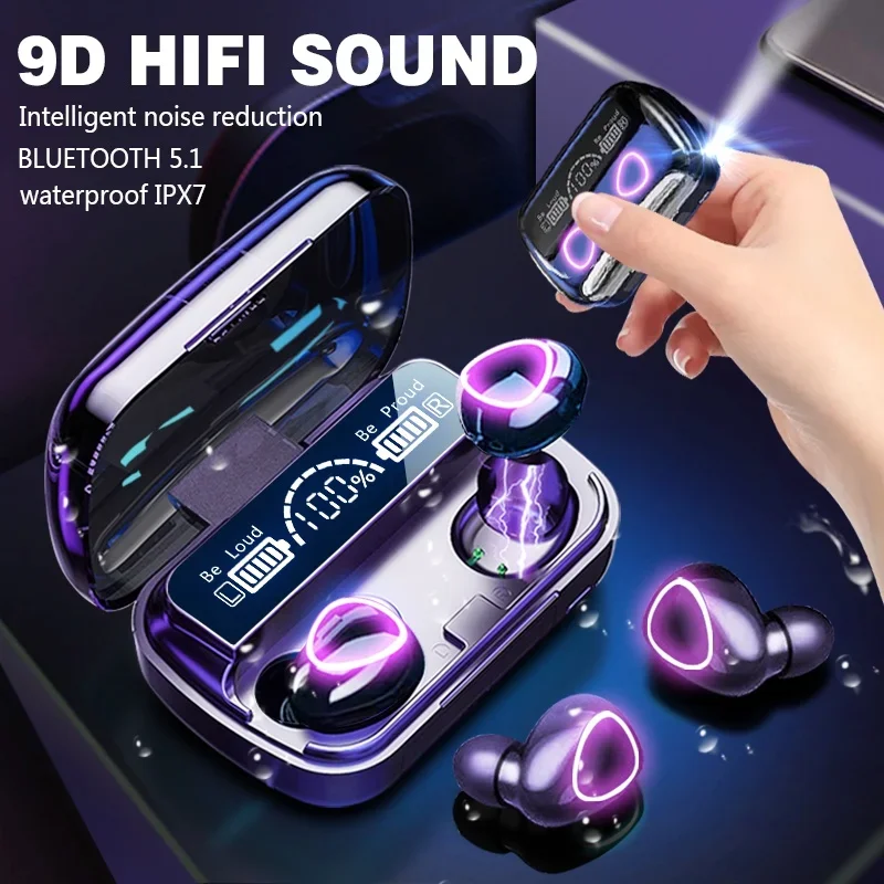 Immagine di Cuffie Wireless M10 TWS con Scatola di Ricarica, Auricolari Stereo Impermeabili con Microfono e Connessione Bluetooth per Smartphone e Dispositivi Audio
