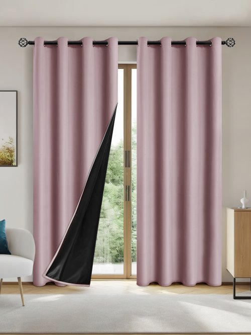 Afbeelding van 1pc Effen kleur volledige zonwering en bescherming tegen de zon 100% verduisteringsgordijnen, zonweringgordijnen voor slaapkamer en woonkamer