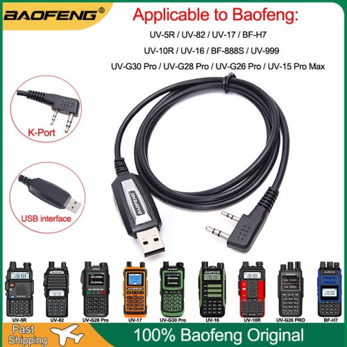 Afbeelding van USB Programmeerkabel voor Baofeng UV-5R UV-82 BF-888S UV-S9 Plus UV-10R UV-16 UV17 UV-999 UV-G30 UV-5RA Programmeerkabel Driver