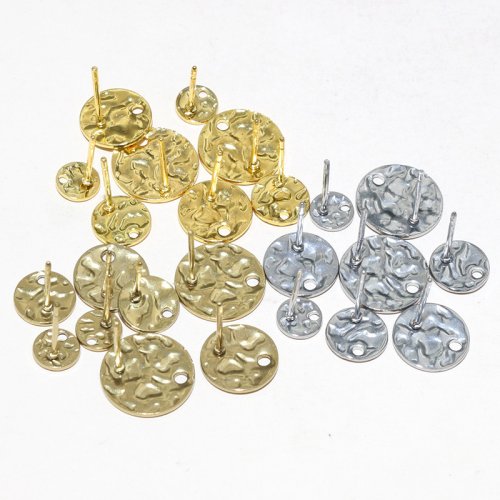 Imagen de 20 Uds. 6/8/10/12mm de acero inoxidable 316 chapado en oro accesorios de perno con conector de agujero para artículos de fabricación de joyas DIY