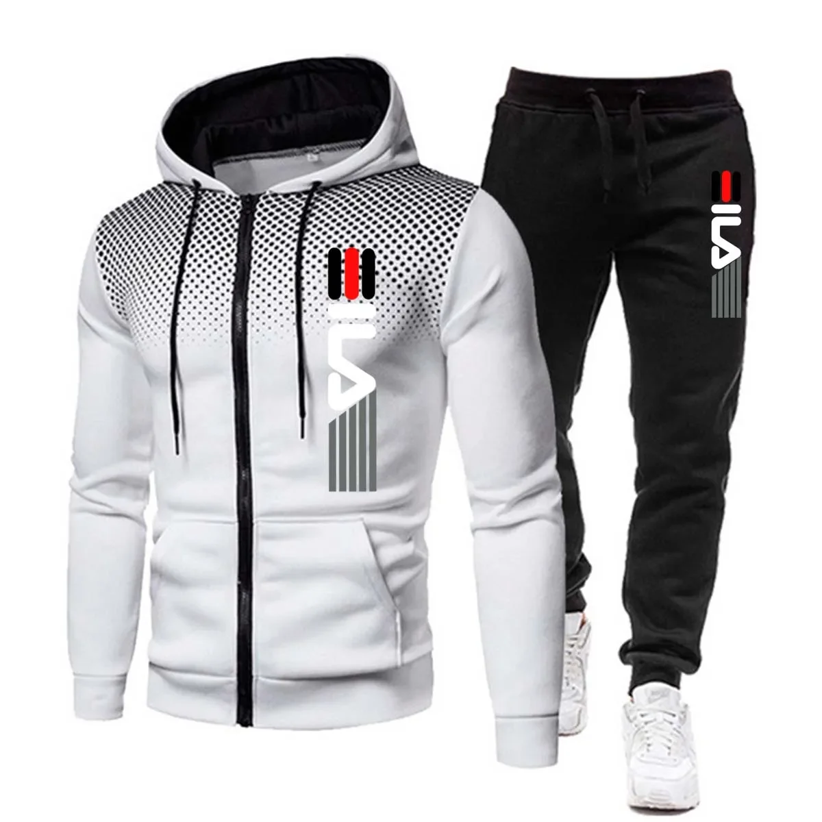 Imagen de Conjunto de Sudadera con Capucha y Pantalones de Chándal para Hombre - Ropa Deportiva Cómoda y Estilo Urbano para Gimnasio, Correr y Uso Diario