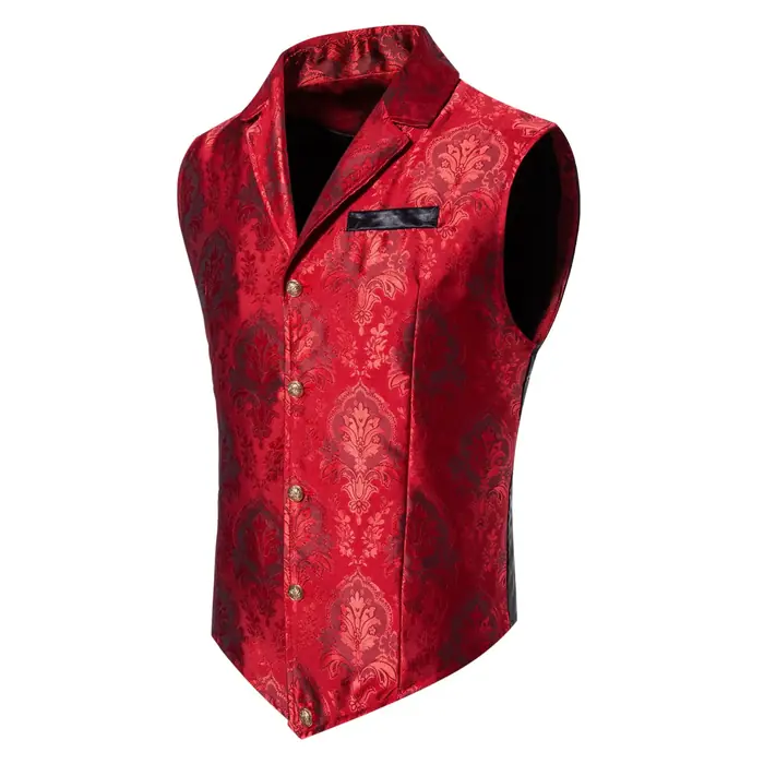 Image de Gilet Homme Jacquard Élégant - Bleu, Rouge, Noir, Blanc & Rose