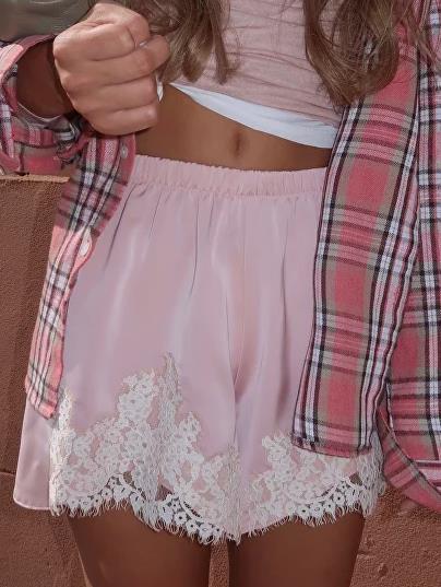 Short Y2K Satin Soie & Dentelle - Look Coquette & Doux