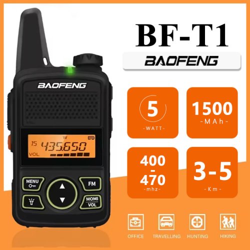 Image of Baofeng T1 MINI Walkie Talkie BF-T1 UHF 400-470MHz USB Charger Portable 5W Two Way Radio 1500mAh 20CH Transceiver For Kids Gifts