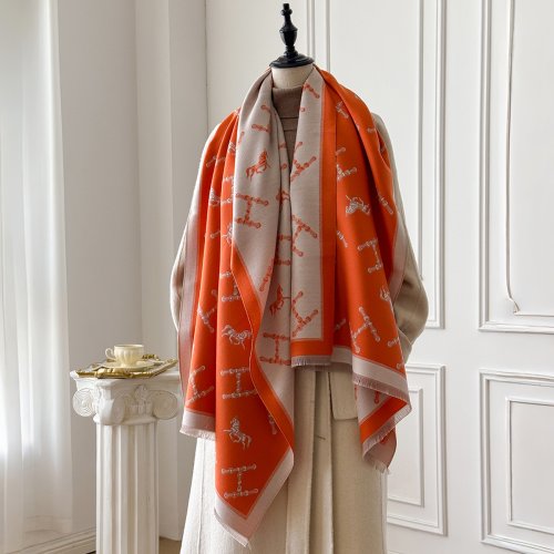Imagen de Chal de invierno de Cachemira para mujer a la moda de marca, estampado Floral Vintage, estilo de pintura al óleo, Pashmina, envoltura gruesa y Poncho
