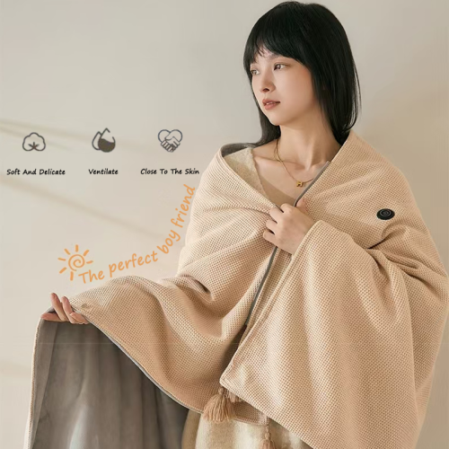 Image of USB Electric Heated Blanket Wearable Heating Level Heated Shawl Portable Body Warmer Blanket for Home Office Sofa Shawl