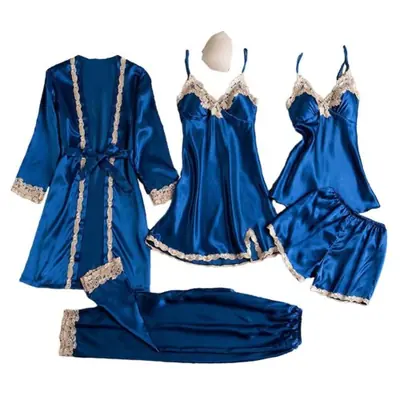 Image de Pyjama Sexy 5 Pièces en Dentelle & Satin