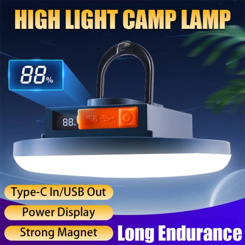Afbeelding van Krachtige Oplaadbare Campinglamp met Magneet en COB-LED: Draagbare, Waterbestendige Verlichting voor Tent, Werkplek en Outdoor Avonturen
