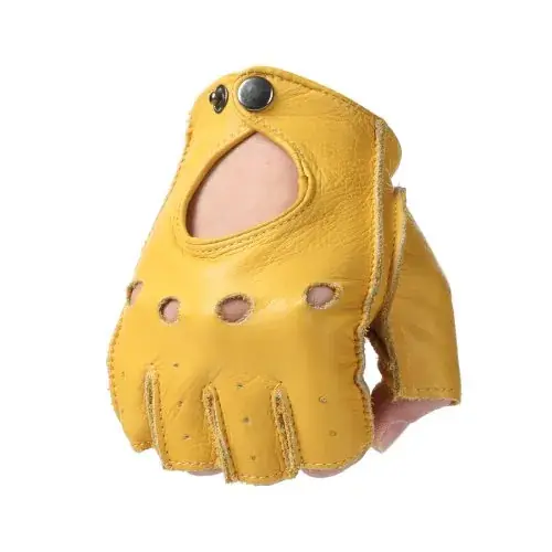 Image de Gants Homme Sans Doigts en Cuir - Moto, Cyclisme & Fitness