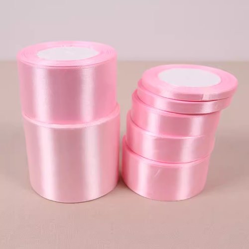 Imagen de Cintas de Satén Rosa en Diversos Tamaños: 6mm, 1cm, 1.5cm, 2cm, 2.5cm, 4cm y 5cm – Material de Seda Ideal para Manualidades DIY y Decoraciones del Día de San Valentín