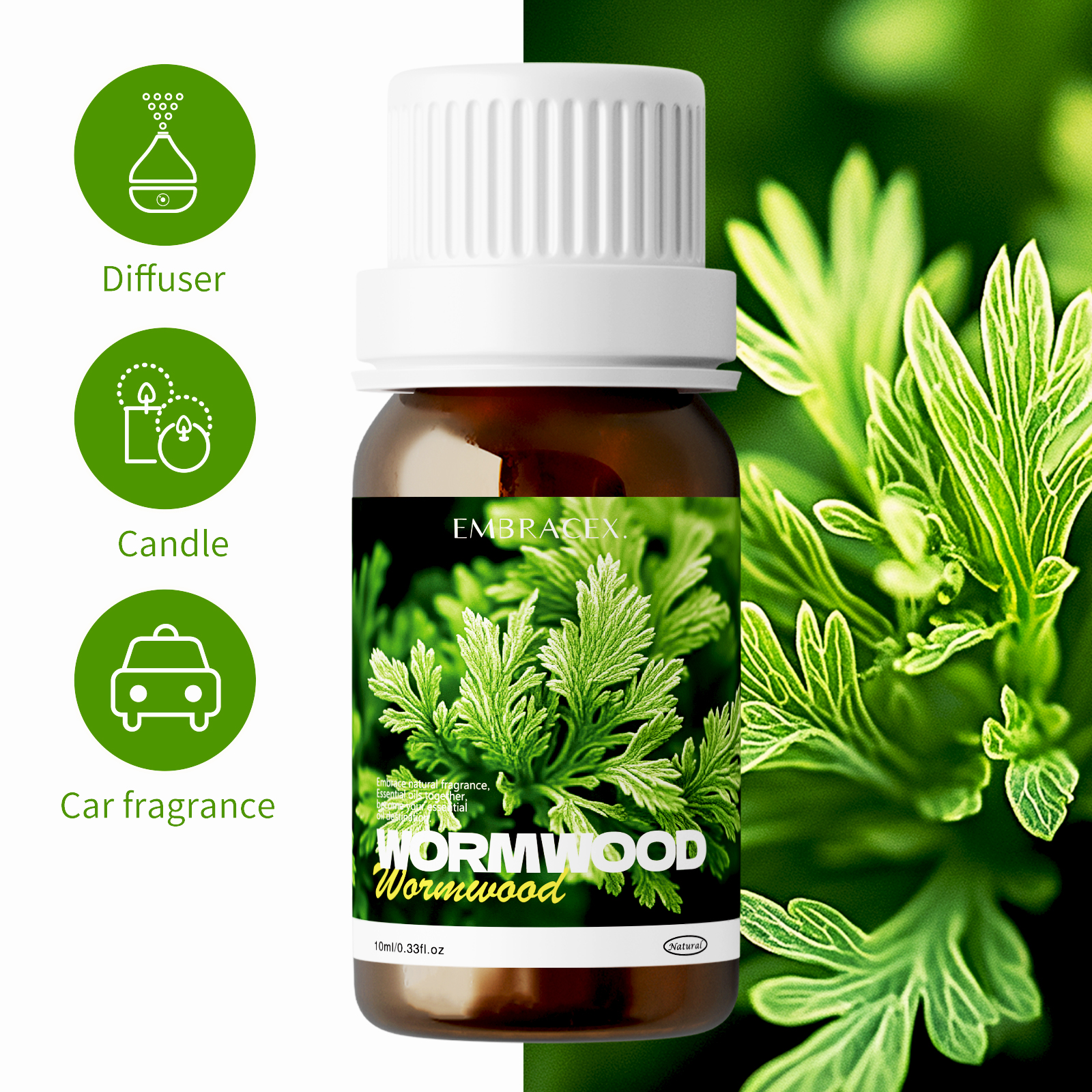 Immagine di Oli essenziali di assenzio puro al 100% da 10 ml per viso, corpo, unghie, capelli, ciglia rassodanti...