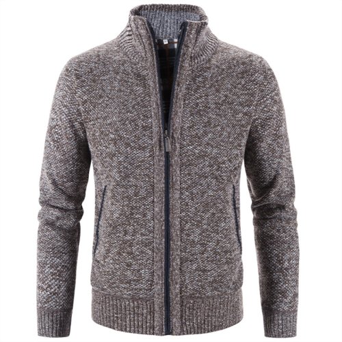 Zdjęcie Męski Sweter Slim Fit z Dzianiny – Nowa Wiosna i Jesień, Solidny Kardigan Jednorzędowy, Modny i Przyczynowy