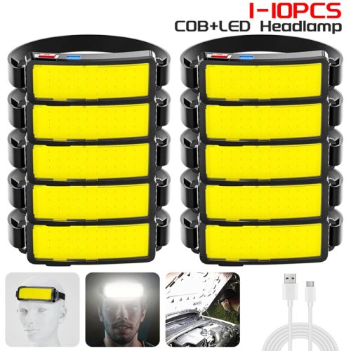 Immagine di Lampada Frontale COB Potente Ricaricabile via USB con Batteria Integrata – Torcia da Testa per Pesca, Caccia e Campeggio, Ideale per Attività All'Aperto