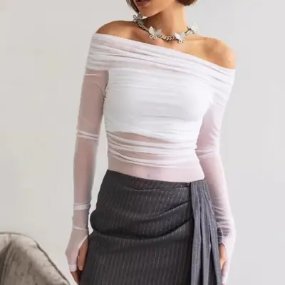 Image de T-shirt Femme Manches Longues Dénudé Épaules