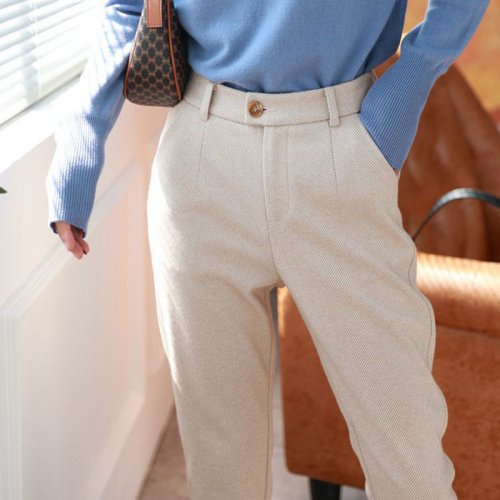 Immagine di Pantaloni da donna a vita alta Pantaloni da ufficio Harem da donna Pantaloni a matita Pantaloni alla...