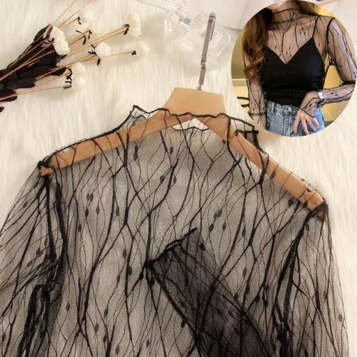 Image de Haut Transparent Col Roulé Femme - Style Sexy & Élégant