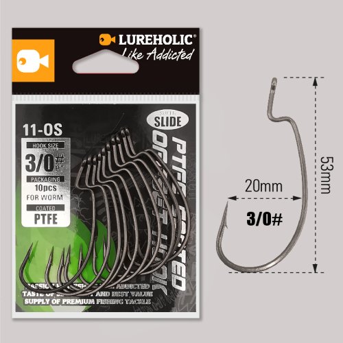 Immagine di LUREHOLIC PTFE Super Slide Offset Hook Worm Hook Texas Rig Drop Shot Worm in acciaio inossidabile amo da pesca accessori per la pesca
