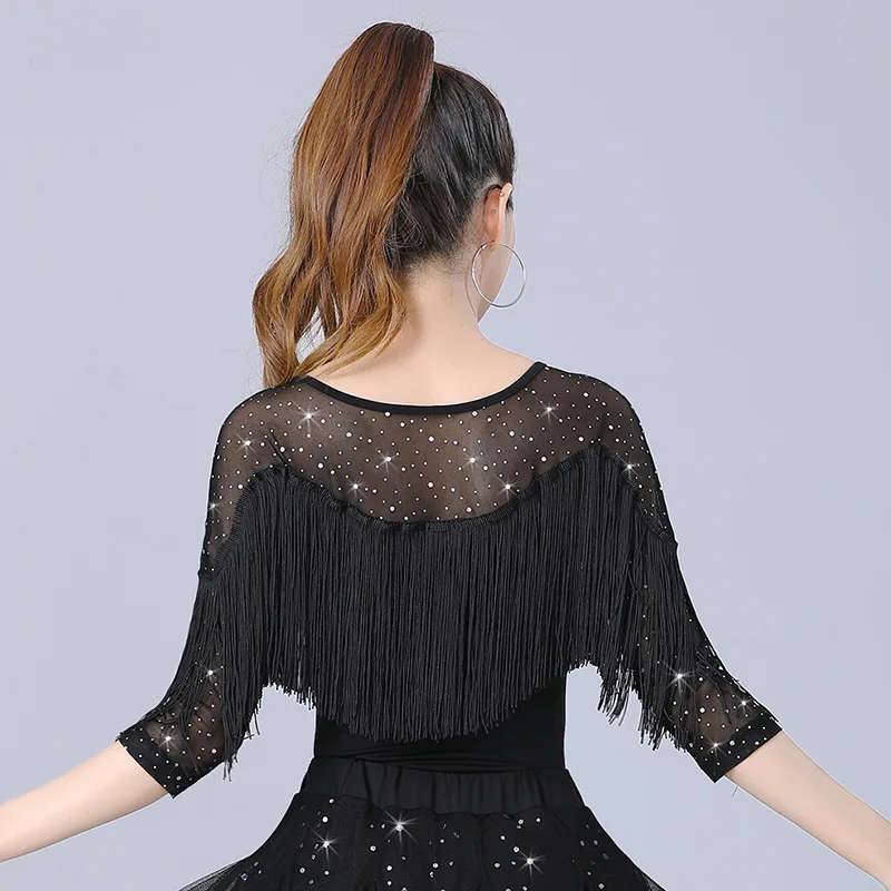Image of 2025 Tassel Modern Dance Top Women New Square Dance Clothes Evening Dresses Gitba National Standard Ballroom Samba Latin Dance