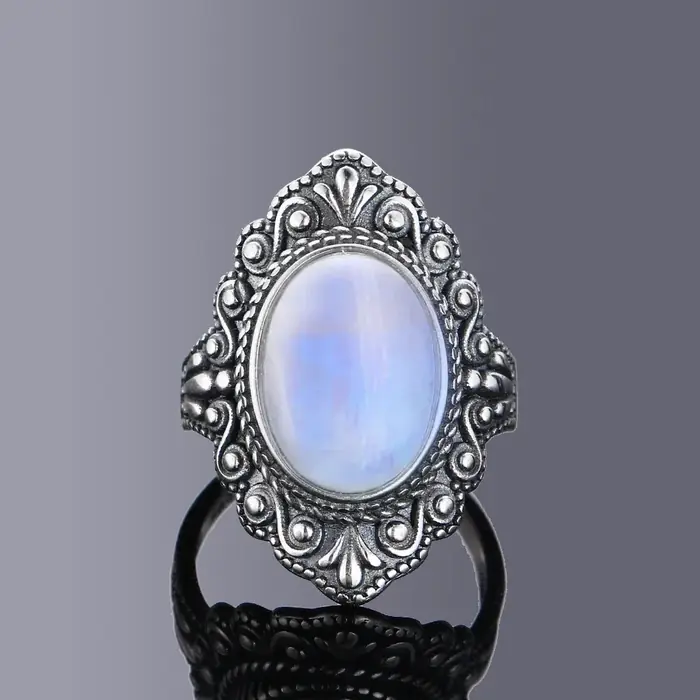 Image de Bague Labradorite Ovale Rétro - Argent & Pierre Naturelle
