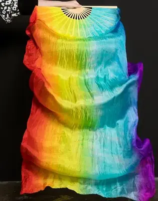Image de Ventilateur de Danse du Ventre en Soie Bambou - Coloré & Artisanal