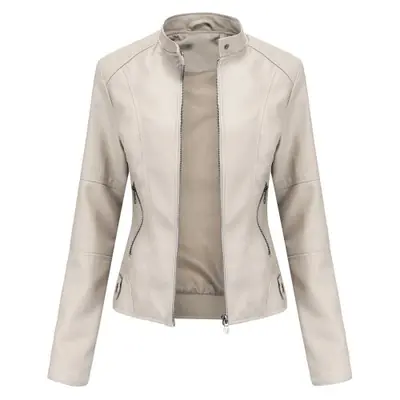 Image de Veste en cuir synthétique femme style motard noir, violet, marron