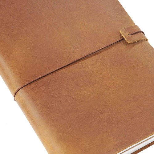 Imagen de Diario de cuero genuino con nombre personalizado, planificador recargable, cuaderno de viaje portáti...