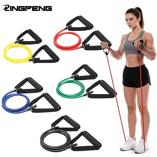 Imagen de Bandas de Resistencia con Asas para Entrenamiento en Casa - Set Completo de Bandas Elásticas para Hombres y Mujeres, Ideal para Fortalecimiento Muscular y Fitness