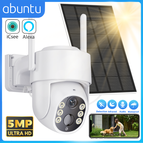 Image of 5MP HD Wireless Solar Outdoor WiFi Security Camera with Built-in 7800mAh Battery, 365-Day Standby, and Integrated Solar Panel by ICSEE
