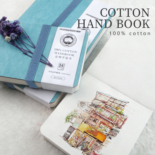 Image of POTENTATE Blue Color Watercolor Journal Drawing Book Hand Notebook Sketch Pad 100% Cotton 300gsm Cold Press for Art Supplies