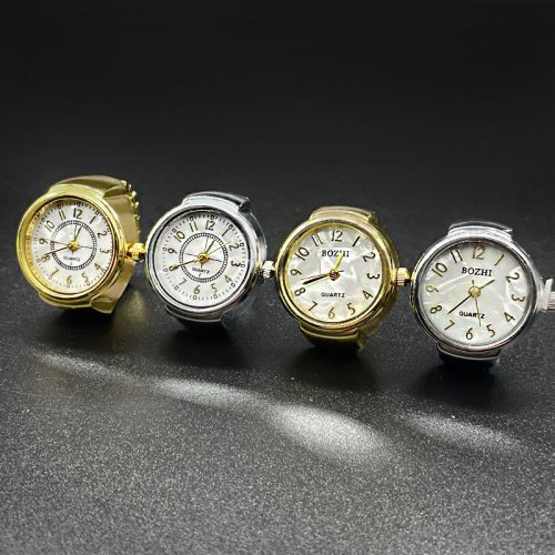 Image de Montre à Doigt Quartz Argentée & Dorée - Style Élégant pour Hommes et Femmes