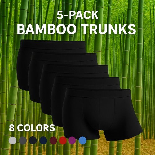 Image of 5-Pack Men's Bamboo Boxer Briefs in XL to 6XL – Ultra-Soft, Breathable Plus Size Underwear for Everyday Comfort and Active Wear