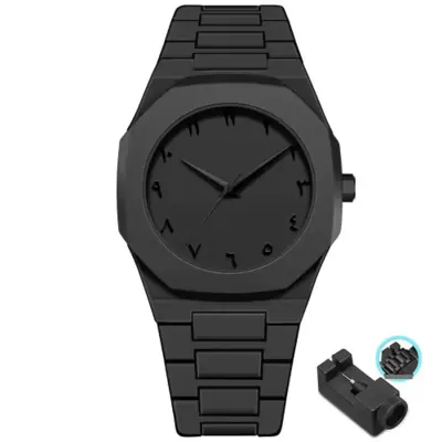 Image de Montre Homme Élégante Noir - Quartz & Résistante à l'Eau
