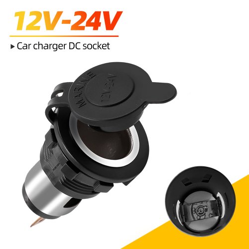 Immagine di Presa di Corrente per Accendisigari 12V/24V con Custodia Impermeabile – Adatta per Auto, Moto, Barche, Tosaerba e Veicoli Industriali