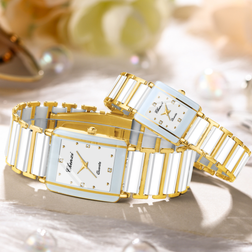 Image de Montres de Couple Rectangle Céramique - Élégance & Style
