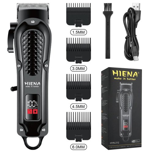 Imagen de Hiena Hyn 212 Cortadora de Pelo Eléctrica Inalámbrica Recargable para Hombres, Potente Recortadora de Barba y Cabello con Diseño Ergonómico y Cuchillas de Acero Inoxidable