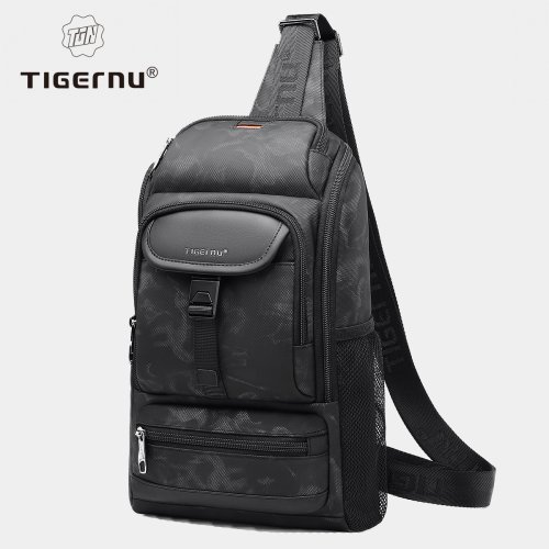 Imagen de Bolso de Pecho para Hombre Tigernu con Compartimento para iPad de 9.7 Pulgadas, Resistente al Agua, Estilo Casual y Moderno