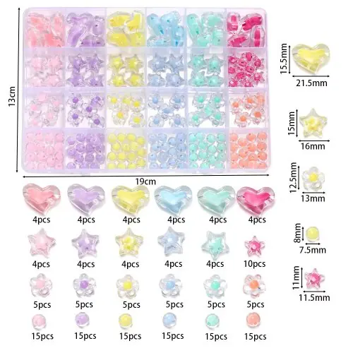 Image de Kit Perles Acryliques Coeur & Fleur - 174 Pièces