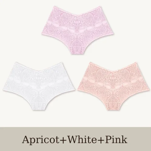 Immagine di 3 pezzi slip in pizzo senza cuciture da donna taglie forti mutandine tinta unita biancheria intima t...
