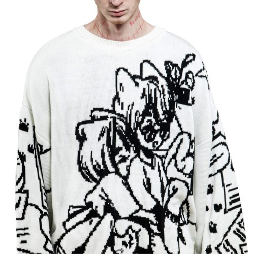 Zdjęcie Sweter Vintage Cartoon – Styl Harajuku & Y2K