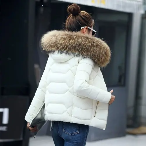 Image de Manteau Court Femme Coton Rembourré Col Fourrure - Automne Hiver 2025