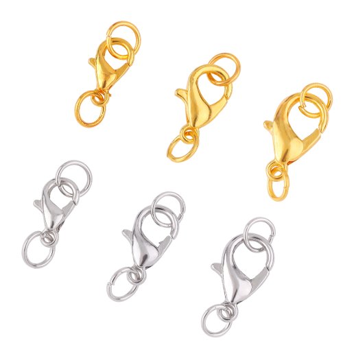 Image of 10-Set Stainless Steel Lobster Clasp Jump Rings Connectors for Bracelet, Necklace, and Chain DIY Jewelry Making in 10mm, 12mm, and 14mm Sizes