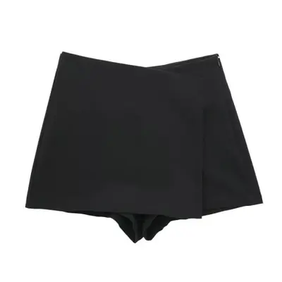 Image de Jupe Short Asymétrique Noire Taille Haute