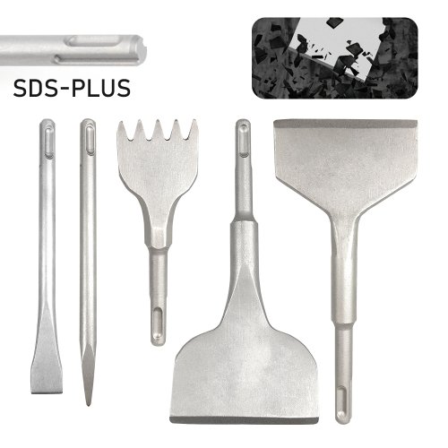 Imagen de Pala para Azulejos con Vástago Redondo SDS Plus, Martillo Eléctrico y Taladro de Impacto para Hormigón, Broca de 5 Dientes para Ranurado en Mampostería - Pack de 5 Unidades