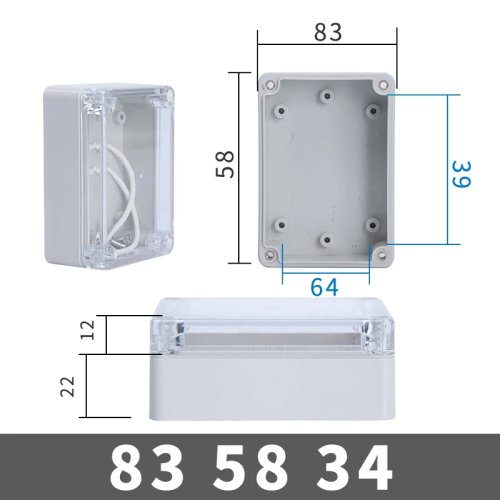 Immagine di Scatola trasparente in plastica IP67 Custodia impermeabile Progetto elettronico Strumento esterno Scatola di progetto elettrico Custodia di giunzione