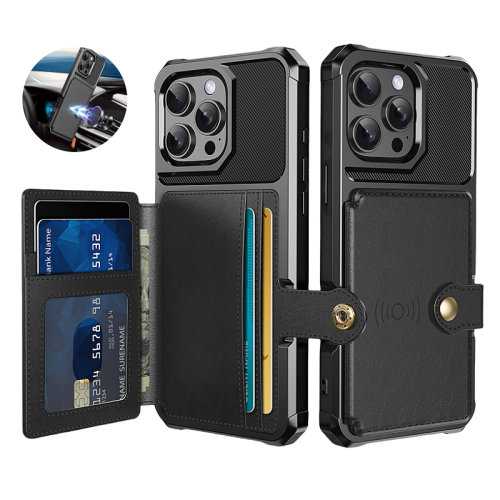 Afbeelding van Elegante Lederen Magnetische Kaartsleuf Hoes voor iPhone 16, 15, 14, 13, 12, 11 Pro Max, Plus & Mini – Schokbestendige Portemonnee met Lensbescherming